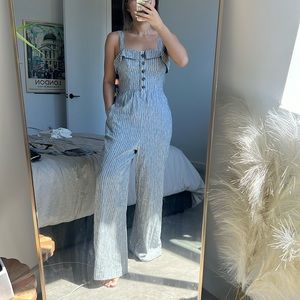 American Eagle striped jumpsuit